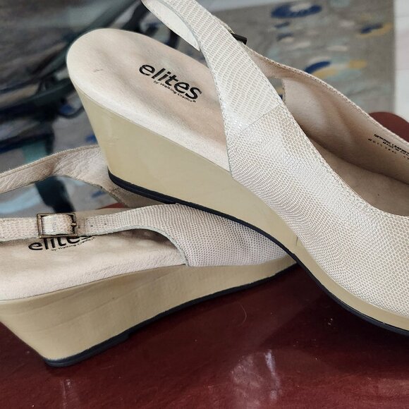 NEW Elites by Walking Cradles Wedge Shoes 11WW Rose Petals and Lizard Print - Picture 2 of 8